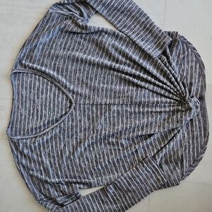 Striped V-Neck front knotted hemline Women's Top